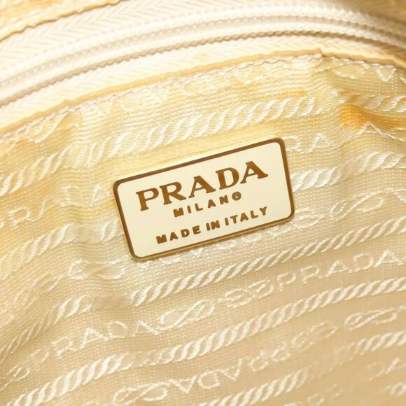 PRADA Chain Hand Bag Nylon Beige Gold Auth mr979 - Picture 11 of 16